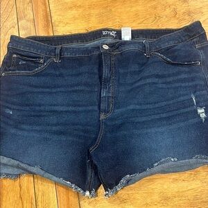 Terra & Sky Blue Jean Shorts with Raw Hem
